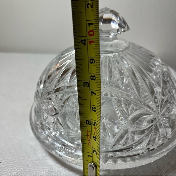 vintage crystal butter dish, American Cut Glass "Eleanor" collection, Pinwheel - Picture 6 of 7